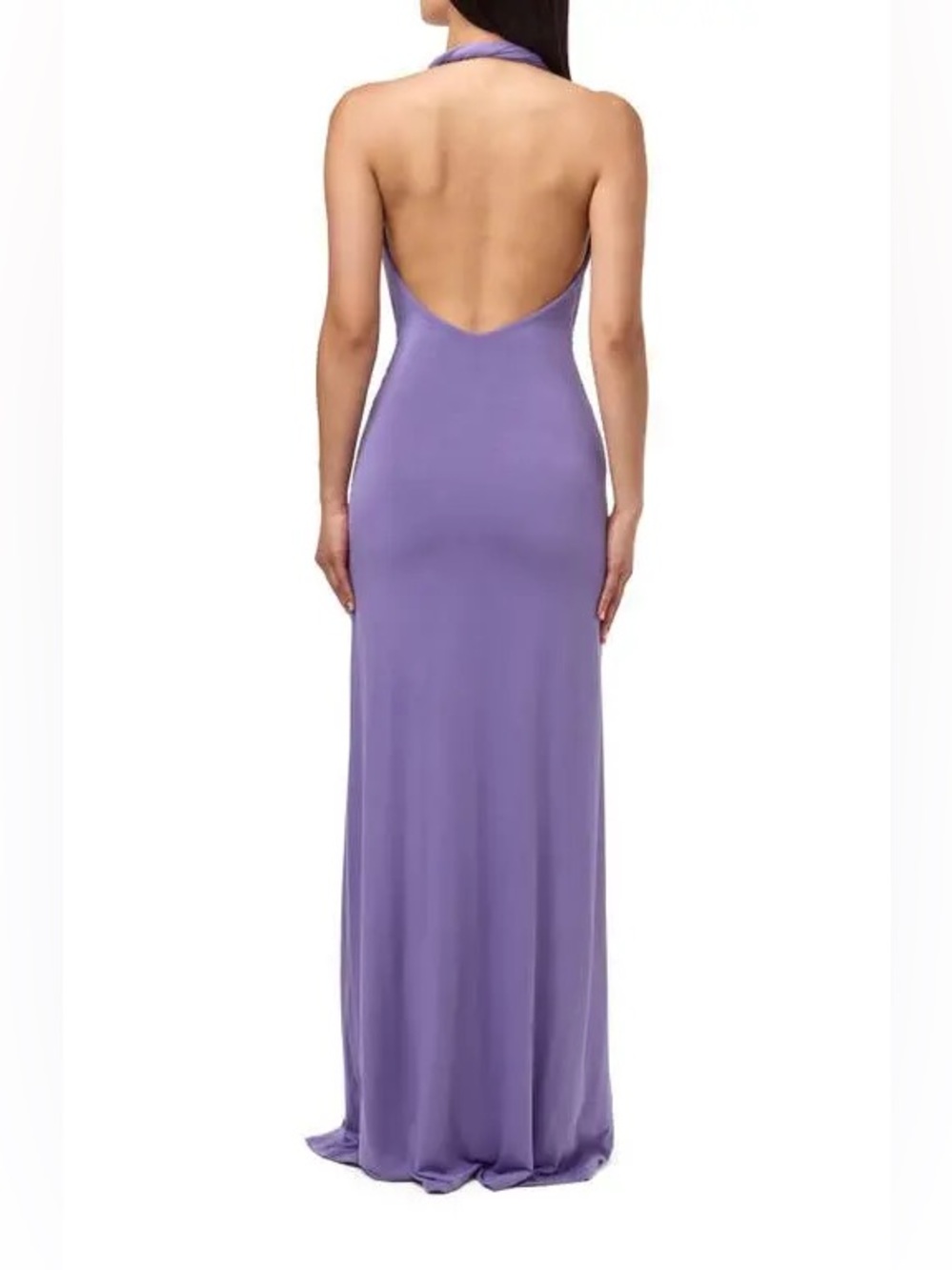 Naked Wardrobe Plunge Halter Maxi Dress Violet L NWOT - Picture 2 of 7